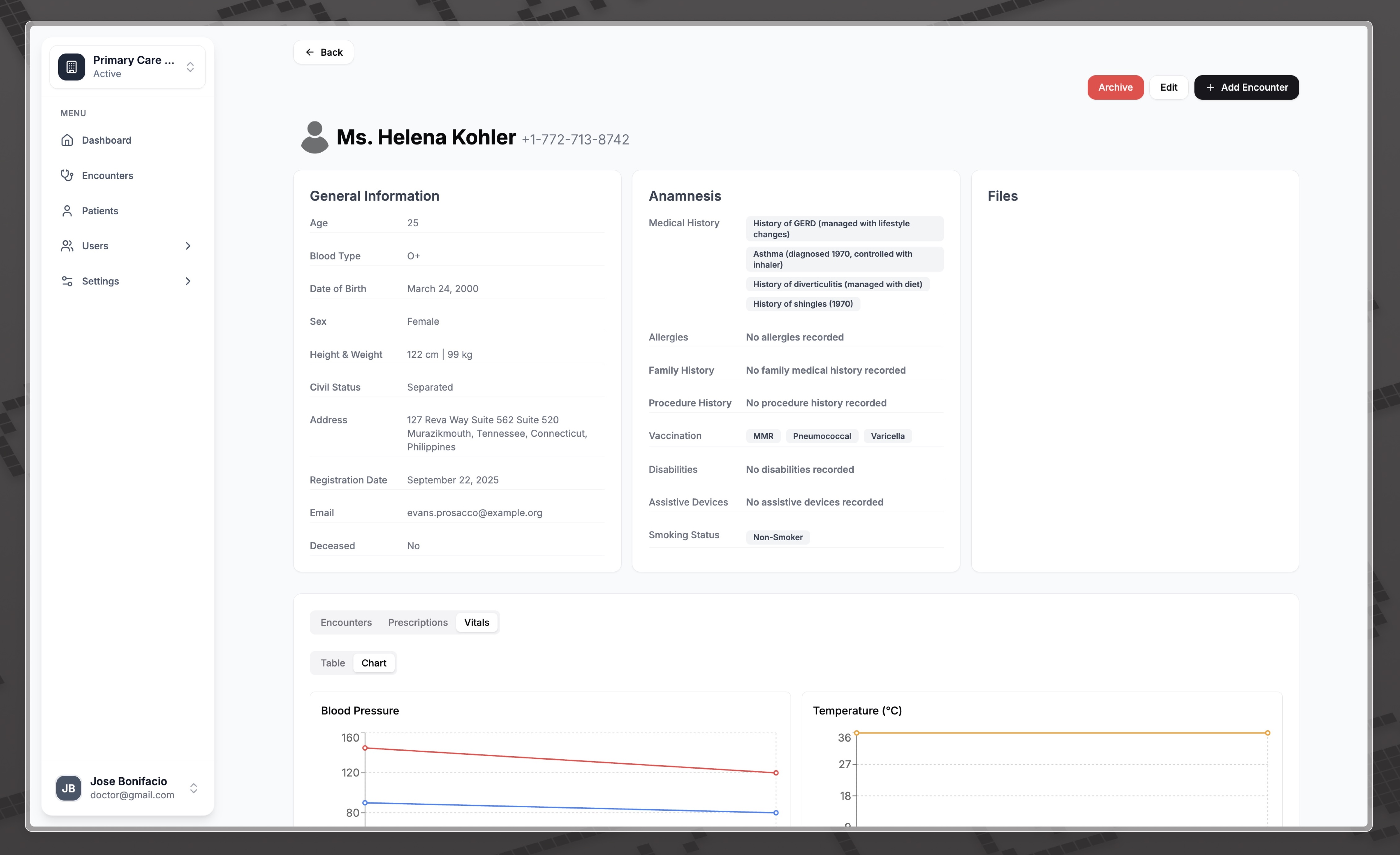 Patient Information Screen Clinicore Preview